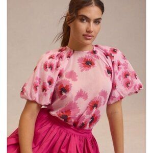 NWT BANJANAN Womens S Santos Top Blouse Pink Floral Mix Print Anthropologie